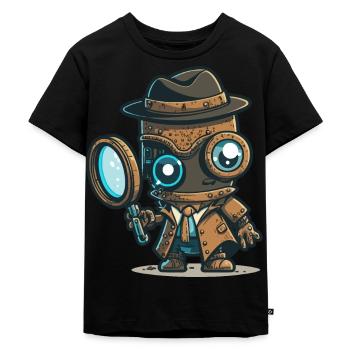 Detektiv-Bot - Kinder Premium Bio T-Shirt - Schwarz - Vorne - Mikhail (115cm)