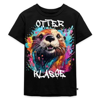 Graffiti Otterklasse Grundschule Klassentier Otter - Kinder Premium Bio T-Shirt - Schwarz - Vorne - Mikhail (115cm)