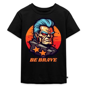 Cooler Opa Ratschlag: Sei mutig - Kinder Premium Bio T-Shirt - Schwarz - Vorne - Mikhail (115cm)