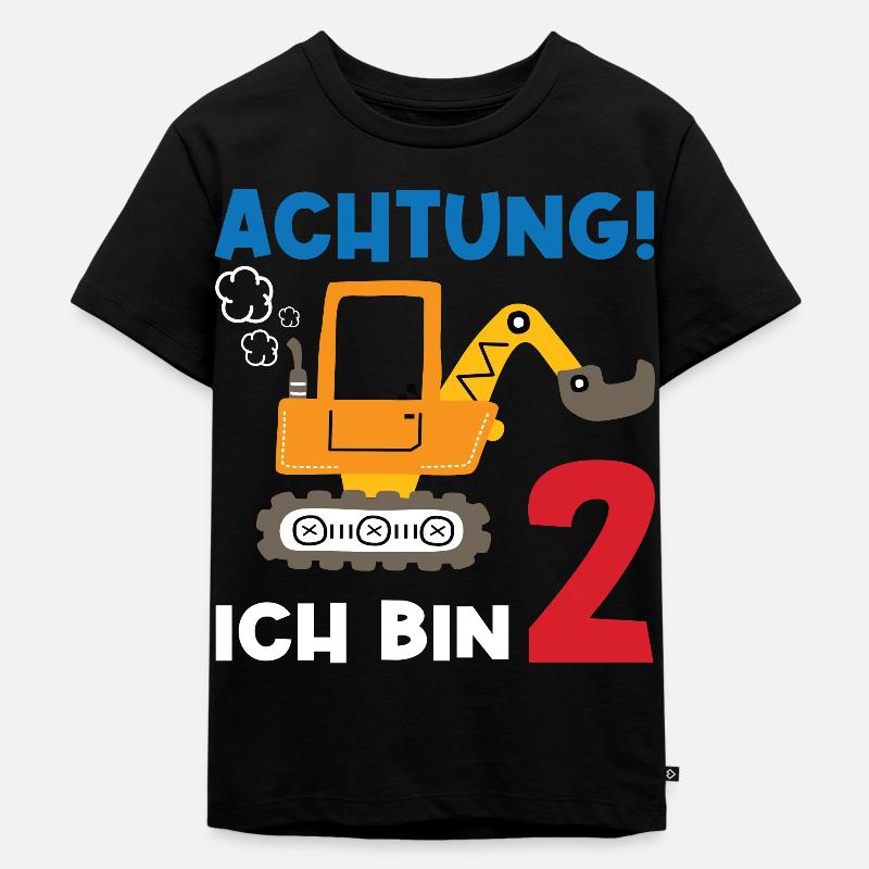 Achtung Ich bin Zwei - Kinder Premium Bio T-Shirt - Schwarz