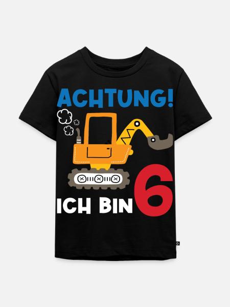 Achtung Ich bin Sechs - Kinder Premium Bio T-Shirt - Schwarz