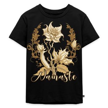 Namaste Lotus Flower Zen Buddhism Yoga Meditation - Kinder Premium Bio T-Shirt - Schwarz - Vorne - Mikhail (115cm)