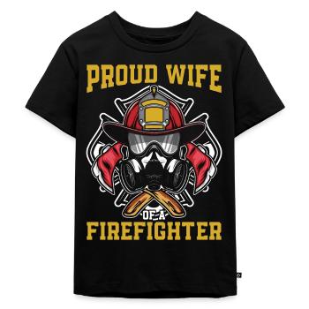 Chief Firefighter Proud Wife Of A Fire Department - Kids Premium Organic T-Shirt - black - Front - Mikhail (115cm)