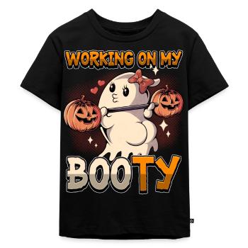 Working On My Booty Halloween - Kinder Premium Bio T-Shirt - Schwarz - Vorne - Mikhail (115cm)