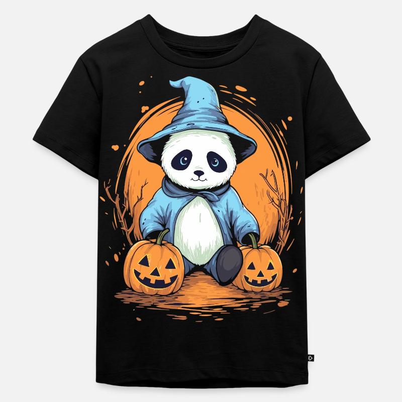 Panda Halloween - Kinder Premium Bio T-Shirt - Schwarz