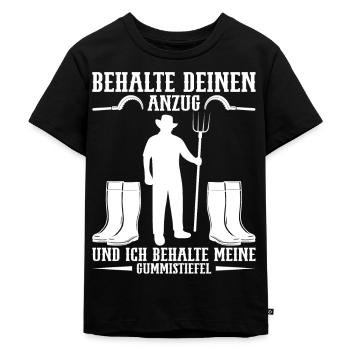 Landwirt Traktorfahrer Landmaschine Gülle Bauer - Kinder Premium Bio T-Shirt - Schwarz - Vorne - Mikhail (115cm)