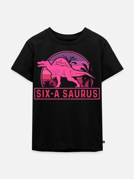Six-A Saurus Spinosaurus 6th Birthday - Kids Premium Organic T-Shirt - black