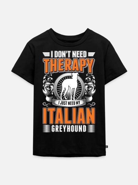 Italienischer Windhund Therapie - Kinder Premium Bio T-Shirt - Schwarz