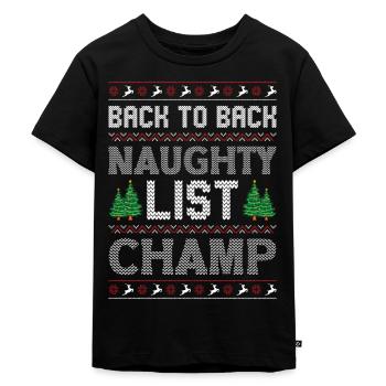 Christmas Naughty List Santa Claus - Kids Premium Organic T-Shirt - black - Front - Mikhail (115cm)