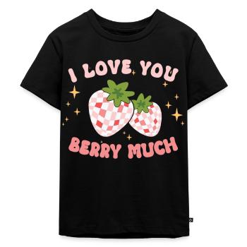 Retro Groovy 70's Valentine's Day Hearts Couple - Kids Premium Organic T-Shirt - black - Front - Mikhail (115cm)