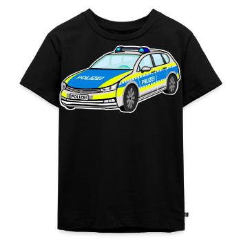 Deutsches Polizeiauto, Polizei Auto, Streifenwagen - Kinder Premium Bio T-Shirt - Schwarz - Vorne - Mikhail (115cm)