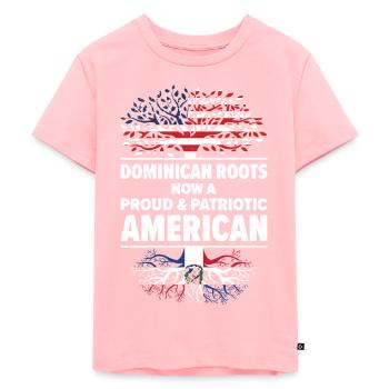 Dominican American Patriot USA Grown Dominican - Kids Premium Organic T-Shirt - rose - Front - AI Model Kid Female (0cm)