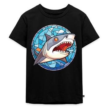 Hai buntes Aquarell Tier Haustier Illustration - Kinder Premium Bio T-Shirt - Schwarz - Vorne - Mikhail (115cm)