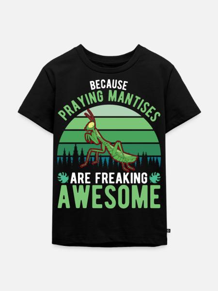 Gottesanbeterin Fangschrecke Mantis - Kinder Premium Bio T-Shirt - Schwarz