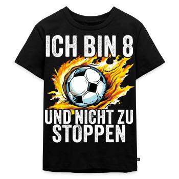 8 Jahre Jungen 8. Geburtstag Geschenk Fußball - Kinder Premium Bio T-Shirt - Schwarz - Vorne - Mikhail (115cm)
