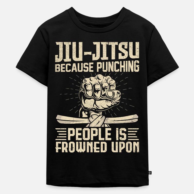 Jiu-Jitsu parce que frapper les gens est mal vu - T-shirt Premium bio Enfant - noir