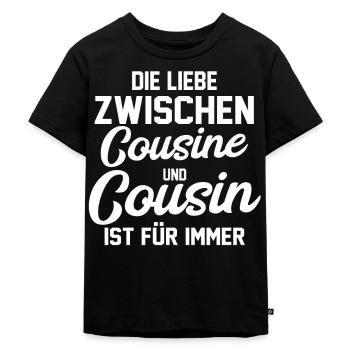 Cousinen Cousine - Kinder Premium Bio T-Shirt - Schwarz - Vorne - Mikhail (115cm)