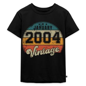 Vintage Geburtstag - Januar 2004 - Geschenkidee - Kinder Premium Bio T-Shirt - Schwarz - Vorne - Mikhail (115cm)