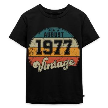 Vintage Geburtstag - August 1977 - Geschenkidee - Kinder Premium Bio T-Shirt - Schwarz - Vorne - Mikhail (115cm)