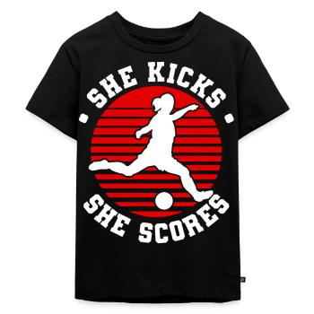 Soccer féminin, Football féminin, Football féminin - T-shirt Premium bio Enfant - noir - Devant - Mikhail (115cm)