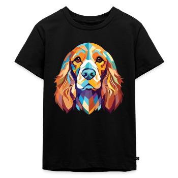 Cocker anglais Spaniel chien aquarelle colorée animal de compagnie - T-shirt Premium bio Enfant - noir - Devant - Mikhail (115cm)