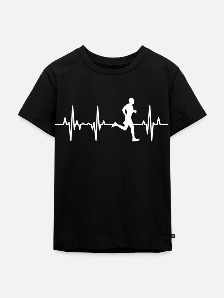 Läufer Herzschlag - Kinder Premium Bio T-Shirt - Schwarz
