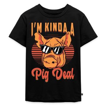 Pig Farming I'm Kinda A Pig Deal Loves Pig Farm - Kids Premium Organic T-Shirt - black - Front - Mikhail (115cm)