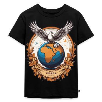 Paix mondiale sur Terre - T-shirt Premium bio Enfant - noir - Devant - Mikhail (115cm)