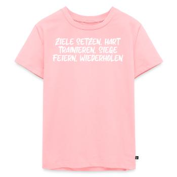 Fitness - Ziele setzen, hart trainieren, Siege - Kinder Premium Bio T-Shirt - Rosa - Vorne - AI Model Kid Female (0cm)