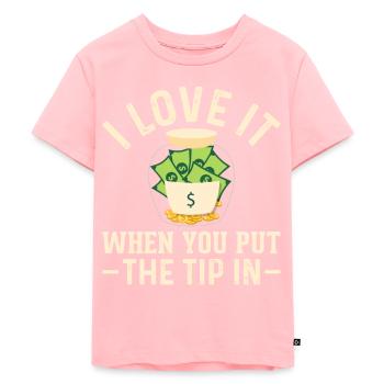 Trinkgeld Trinkgeldglas Tip Kellner Service - Kinder Premium Bio T-Shirt - Rosa - Vorne - AI Model Kid Female (0cm)