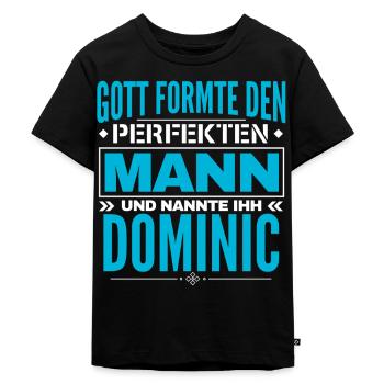 Dominic Name Design - Kinder Premium Bio T-Shirt - Schwarz - Vorne - Mikhail (115cm)