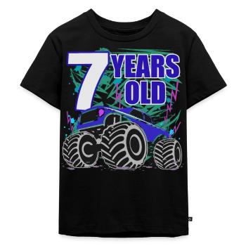 7. Geburtstag Monster Truck Hit - Kinder Premium Bio T-Shirt - Schwarz - Vorne - Mikhail (115cm)