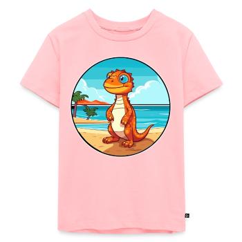 Lézard Aquarelle Dessin Animé Kawaii Clipart Animal - T-shirt Premium bio Enfant - rose - Devant - AI Model Kid Female (0cm)