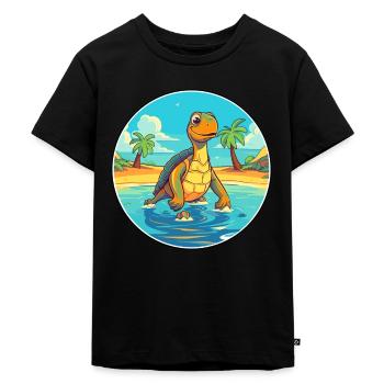 Schildkröte Aquarell Cartoon Kawaii Clipart Tier - Kinder Premium Bio T-Shirt - Schwarz - Vorne - Mikhail (115cm)