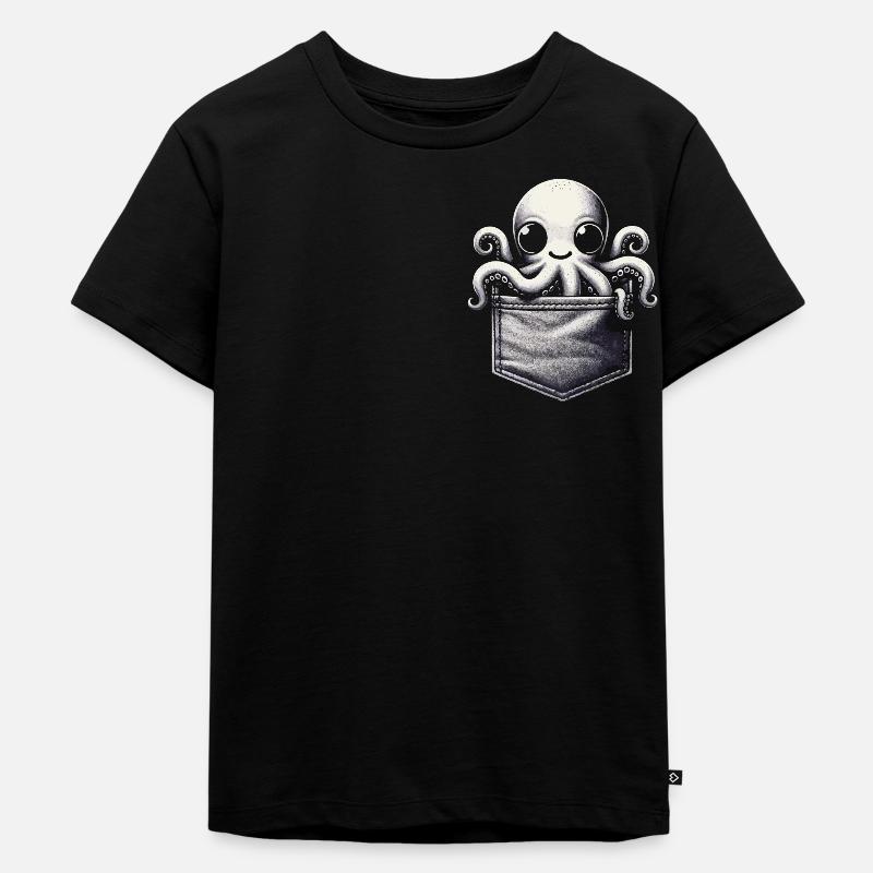 Octopus Kraken Cuttlefish Tier - Kinder Premium Bio T-Shirt - Schwarz