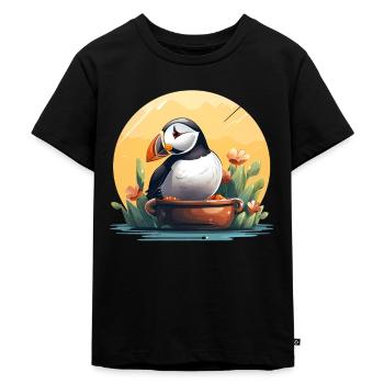 Papageientaucher - Kinder Premium Bio T-Shirt - Schwarz - Vorne - Mikhail (115cm)