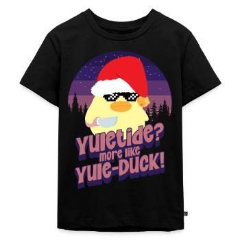 Yule-Duck - Ente mit Messer Duck with Knife - Kids Premium Organic T-Shirt - black - Front - Mikhail (115cm)