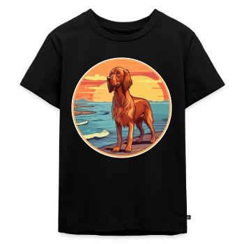 Irischer Setter Hund Rasse Cartoon Kawaii Clipart Hund - Kinder Premium Bio T-Shirt - Schwarz - Vorne - Mikhail (115cm)