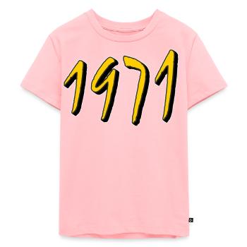 DATE OF BIRTH YEAR 1971 - Kids Premium Organic T-Shirt - rose - Front - AI Model Kid Female (0cm)