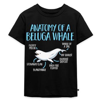 Weißwal Beluga Wal - Kinder Premium Bio T-Shirt - Schwarz - Vorne - Mikhail (115cm)