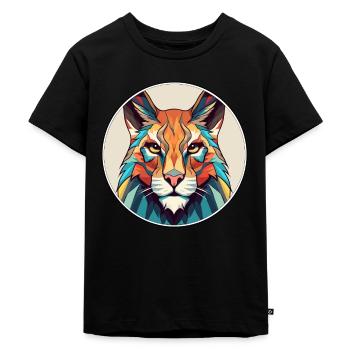Luchs Buntes Cartoon-Kawaii-Tier - Kinder Premium Bio T-Shirt - Schwarz - Vorne - Mikhail (115cm)