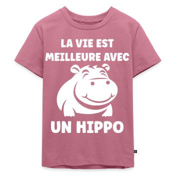 amour petit hippopotame - T-shirt Premium bio Enfant - mauve - Devant - Hailey (125cm)