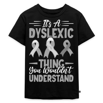 Funny Dyslexia Awareness - Kids Premium Organic T-Shirt - black - Front - Mikhail (115cm)