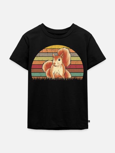 Eichhörnchen Retro Squirrel - Kinder Premium Bio T-Shirt - Schwarz