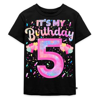 Mein 5. Geburtstag 5 Jahre Mädchen Geschenk Fünf - Kinder Premium Bio T-Shirt - Schwarz - Vorne - Mikhail (115cm)