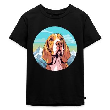 Bracco Italiano Hunderasse Cartoon Kawaii Watercolo - Kinder Premium Bio T-Shirt - Schwarz - Vorne - Mikhail (115cm)