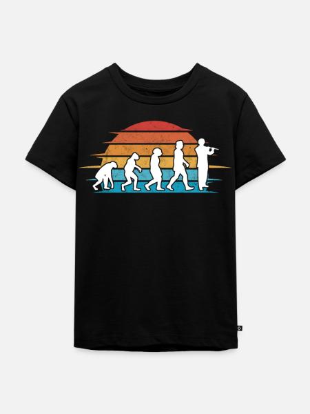 Querflöte Evolution Flöte Flötist - Kinder Premium Bio T-Shirt - Schwarz