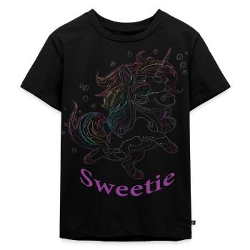 Sweet Unicorn - Kinder Premium Bio T-Shirt - Schwarz - Vorne - Mikhail (115cm)