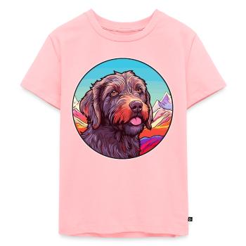 Wirehaired Pointing Griffon Dog Breed Cartoon Kawa - Kids Premium Organic T-Shirt - rose - Front - AI Model Kid Female (0cm)
