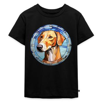 Kretische Hunderasse Buntes Glas - Kinder Premium Bio T-Shirt - Schwarz - Vorne - Mikhail (115cm)